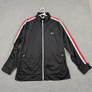 EVERLAST Men's Full Zip Warm-up Jacket Black Red Size XL